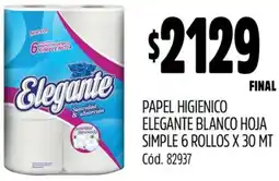 Supermercados Yaguar Elegante papel higienico blanco hoja simple oferta