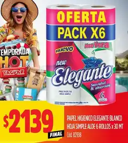 Supermercados Yaguar Elegante papel higienico blanco hoja simple aloe oferta