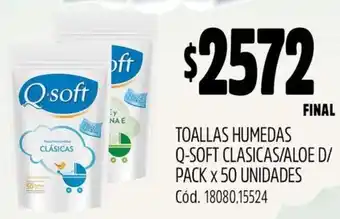 Supermercados Yaguar Toallas humedas q-soft clasicas/aloe d/ oferta