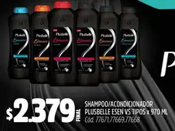 Supermercados Yaguar Plusbelle esen shampoo/acondicionador vs tipos oferta