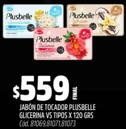 Supermercados Yaguar Plusbelle glicerina jabón de tocador vs tipos oferta