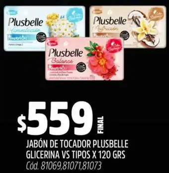 Supermercados Yaguar Plusbelle glicerina jabón de tocador vs tipos oferta