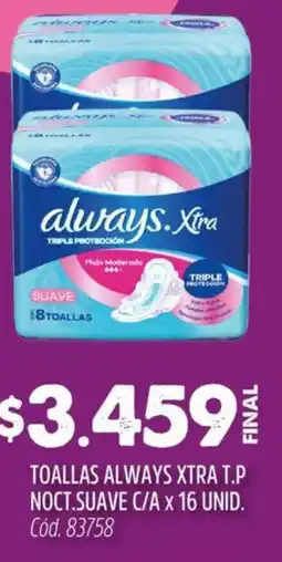 Supermercados Yaguar Always xtra toallas t.p noct.suave oferta