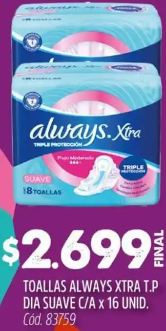 Supermercados Yaguar Always xtra toallas t.p dia suave oferta