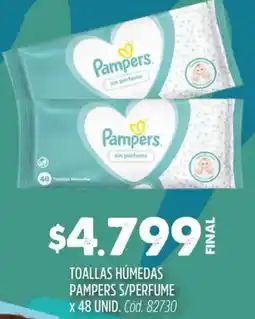 Supermercados Yaguar Pampers toallas húmedas s/perfume oferta