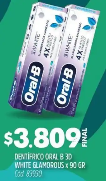 Supermercados Yaguar Oral B dentífrico  3d white glamorous x 90 gr cód. 83930. oferta