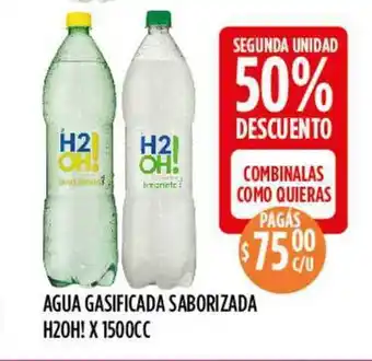Supermercados Toledo Agua Gasificada Saborizada H2oh! Segunda Unidad 1500cc oferta