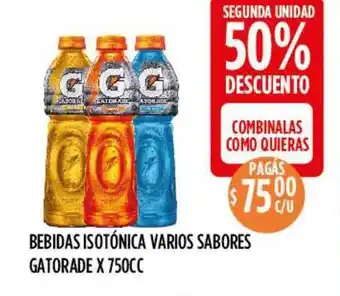 Supermercados Toledo Bebidas Isotónica Varios Sabores Gatorade 750cc oferta