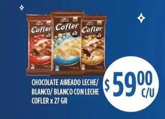 Supermercados Toledo Chocolate Aireado Leche - Blanco - Blanco Con Leche Cofler 27gr oferta