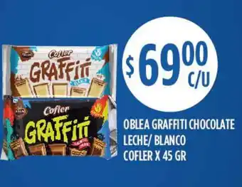 Supermercados Toledo Oblea Graffiti Chocolate Leche - Blanco Cofler 45gr oferta