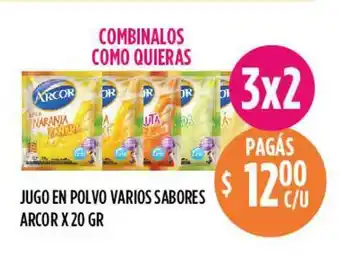 Supermercados Toledo Jugo En Polvo Varios Sabores Arcor 20gr oferta