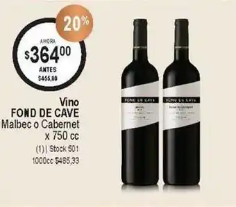 Atomo Conviene Vino Fond De Cave Malbec O Cabernet 750cc oferta