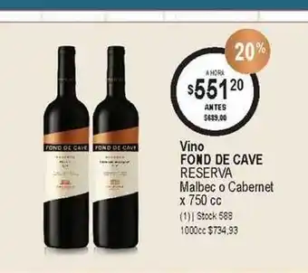 Atomo Conviene Vino Fond De Cave Reserva Malbec O Cabernet 750cc oferta
