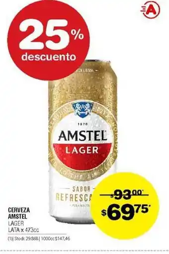 Atomo Conviene Cerveza Amstel Lager Lata 473cc oferta