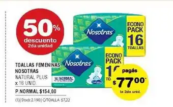 Atomo Conviene Toallas Femeninas Nostras Natural Plus x 16 Unid oferta