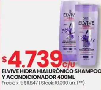 Changomas Elvive hidra hialurónico shampoo y acondicionador oferta