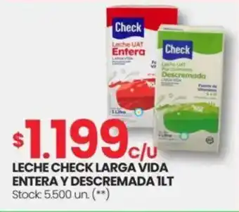 Changomas Leche check larga vida entera y descremada oferta