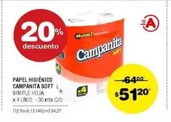 Papel Higiênico Campanita Soft Siple Hoja 4 unid