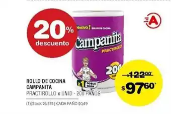 Atomo Conviene Cocina Campanita Rollo De 200 Paños oferta