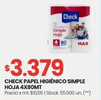 Changomas Check papel higiénico simple hoja oferta