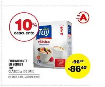 Atomo Conviene Edulcorante En Sobres Tuy Clásico x 100unid oferta