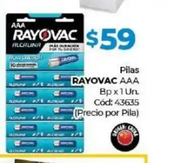 Diarco Rayovac Pilas AAA Bp x 1un oferta