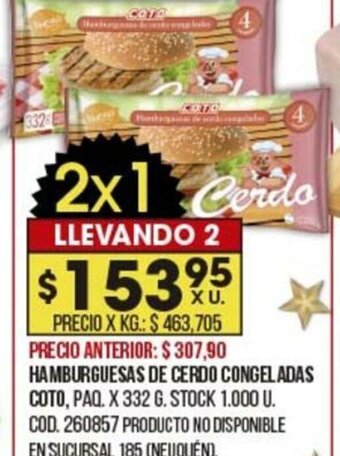 Coto Hamburguesas De Cerdo Congeladas oferta