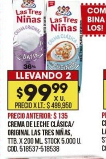 Coto Crema de Leche Clasica/ Original Las Tres Niñas oferta