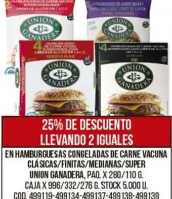 Coto En Hamburguesas Congeladas de Carne Vacuna Clasicas/ Finitas/ Medianas/ Super Union Ganadera oferta