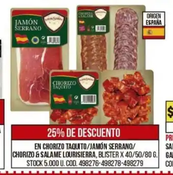 Coto En Chorizo Taquito/ Jamon Serrano/ Chorizo & Salame Lourisierra oferta
