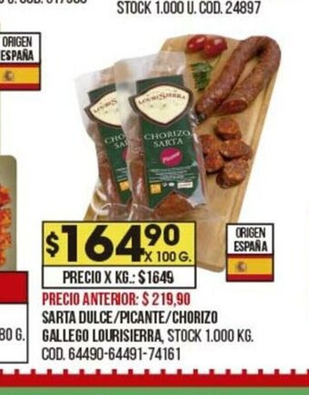 Coto Sarta Dulce/ Picante/ Chorizo Gallego Lourisierra oferta
