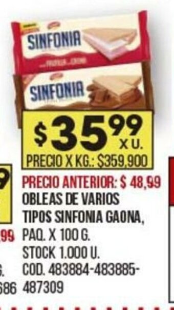 Coto Obleas De Varios Tipos Sinfonia Gaona oferta