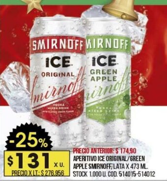 Coto Aperitivo Ice Original/ Green Apple Smirnoff oferta