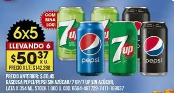 Coto Gaseosa Pepsi/ Pepsi Sin Azucar/ 7 Up/ oferta