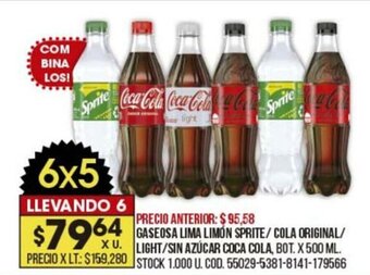 Coto Gaseosa Lima Limon Sprite/ Cola Original/ Light/ Sin Azucar Coca Cola oferta