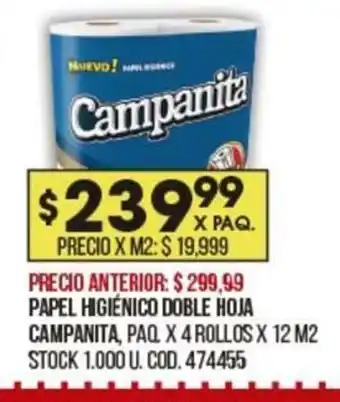 Coto Papael Higienico Doble Hoja Campanita oferta