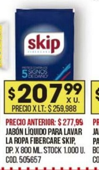 Coto Jabon Liquido Para Lavar La Ropa Fibercare Skip oferta