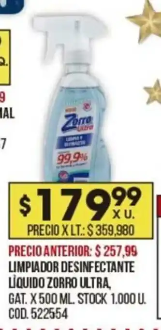 Coto Limpiador Desinfectante Líquido Zorro Ultra x 500ml oferta