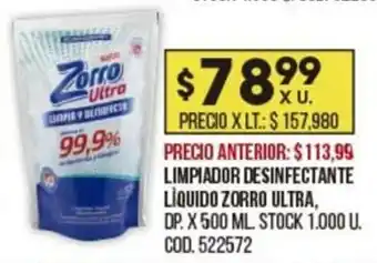 Coto Zorro Limpiador Desinfectante Líquido Zorro Ultra x 500ml oferta