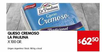 Disco Queso Cremoso La Paulina x 100gr oferta