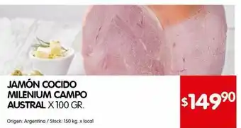 Disco Jamón Cocido Milenium Campo Austral x 100gr oferta