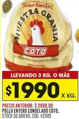 Coto Pollo entero congelado coto oferta