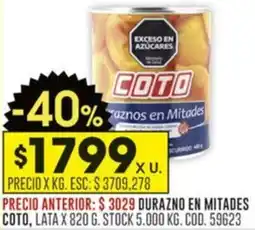 Coto Durazno en mitades coto oferta