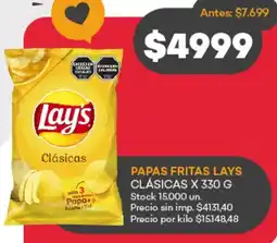 Supermercados Tadicor Papas fritas lays clásicas oferta