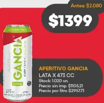 Supermercados Tadicor Aperitivo gancia oferta