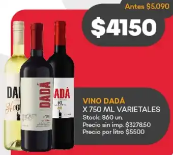 Supermercados Tadicor Vino dadá oferta