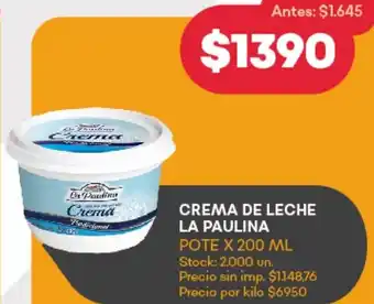 Supermercados Tadicor Crema de leche la paulina oferta