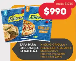 Supermercados Tadicor La salteña tapa para  pascualina oferta