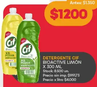 Supermercados Tadicor Cif bioactive limón detergente oferta