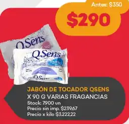 Supermercados Tadicor Qsens jabón de tocador oferta